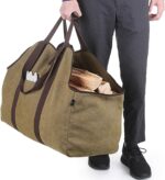 BONTHEE Extra Großer Kaminholzträger Holzkorb Brennholztasche Tragetasche aus Segeltuch mit 2 Griffe - Image 2