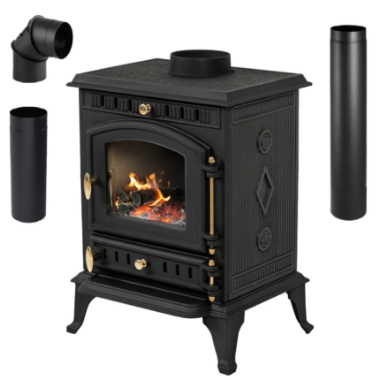 Kaminofen dauerbrandfähig – 7kW schwarz Kamin Ofen THUNDER® MITRA