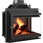 Kratki Kamineinsatz Gusseisen SIMPLE rechts 8 kW Ø 200 Set Kaminofen Holz – Bild 2