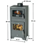 Kaminofen mit Backfach Herdplatte Holzofen Ever 02 Kamin Ofen 7 kW Gartenhaus – Bild 2