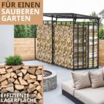 Kaminholzregal aussen Metall mit Dach 300x105x185cm für 1m I 33cm I 25cm - Image 5