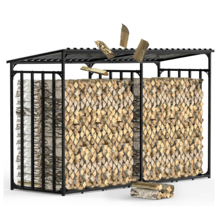Kaminholzregal aussen Metall mit Dach 300x105x185cm für 1m I 33cm I 25cm